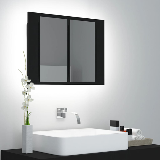 vidaXL Kylpyhuoneen LED peilikaappi musta 60x12x45 cm akryyli