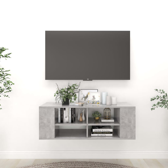 vidaXL Seinäkiinnitettävä TV-taso betoninharmaa 102x35x35cm lastulevy