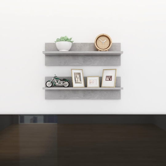 vidaXL Seinähyllyt 2 kpl betoninharmaa 60x11,5x18 cm lastulevy