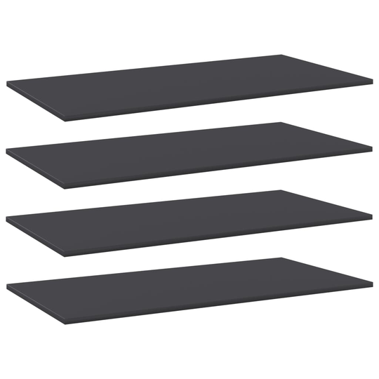 vidaXL Kirjahyllytasot 4 kpl harmaa 80x20x1,5 cm lastulevy