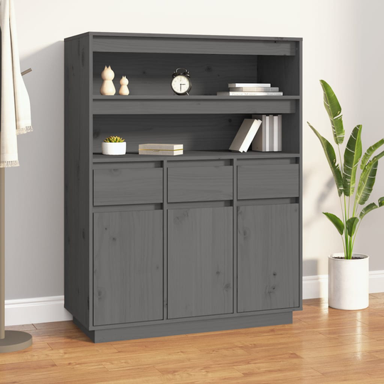 vidaXL Kaappi harmaa 89x40x116,5 cm täysi mänty