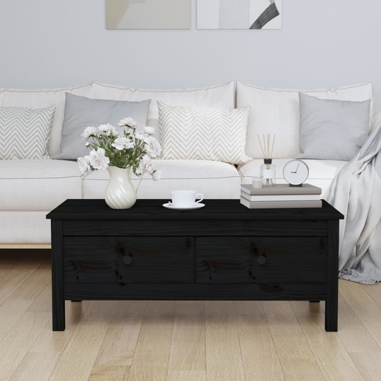 vidaXL Sohvapöytä musta 100x50x40 cm täysi mänty