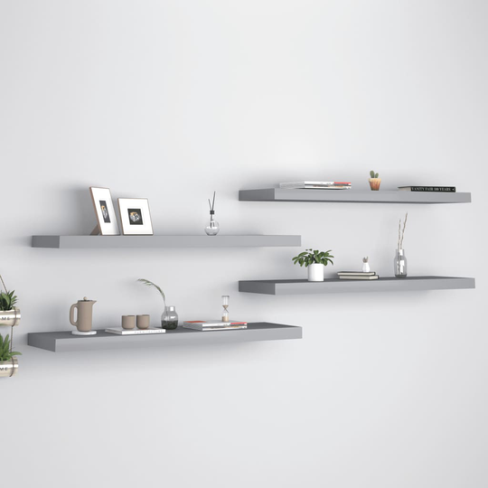 vidaXL Kelluvat seinähyllyt 4 kpl harmaa 90x23,5x3,8cm MDF