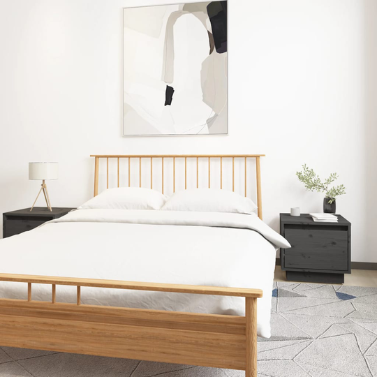 vidaXL Yöpöydät 2 kpl harmaa 35x34x32 cm täysi mänty