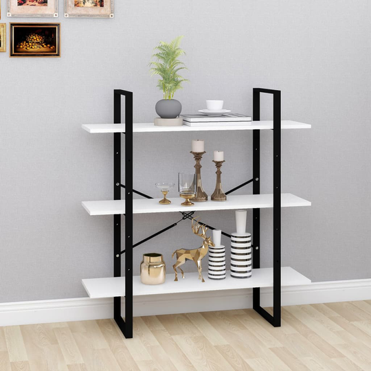 vidaXL Kirjahylly valkoinen 100x30x105 cm lastulevy