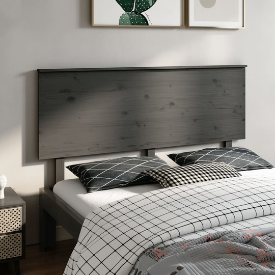 vidaXL Sängynpääty harmaa 164x6x82,5 cm täysi mänty