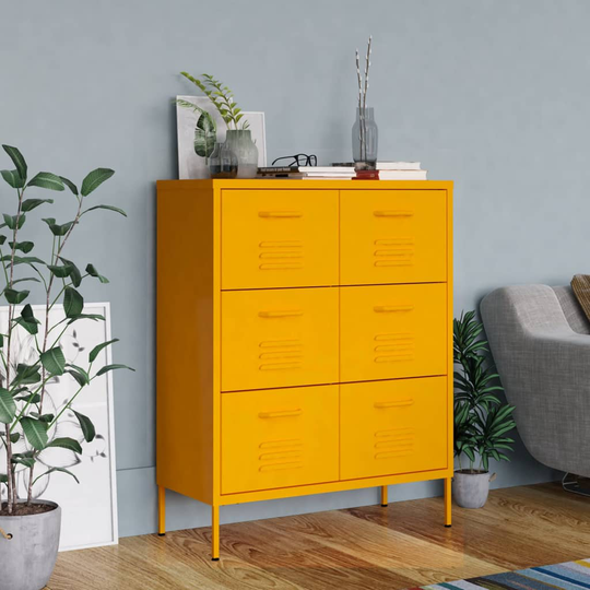 vidaXL Lipasto sinapinkeltainen 80x35x101,5 cm teräs