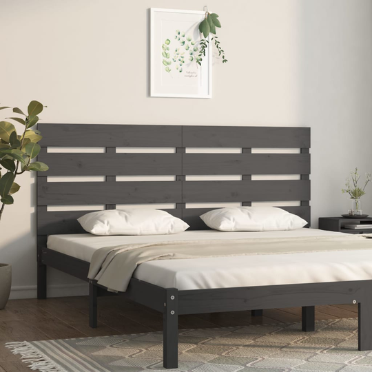 vidaXL Sängynpääty harmaa 200x3x80 cm täysi mänty