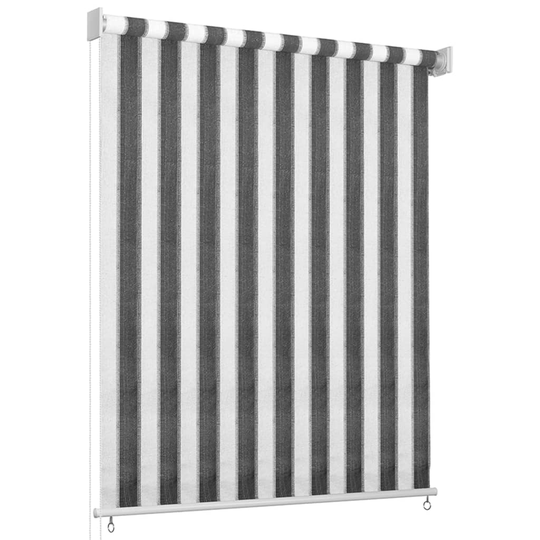312693 vidaXL Outdoor Roller Blind 80x230 cm Anthracite and White Stripe
