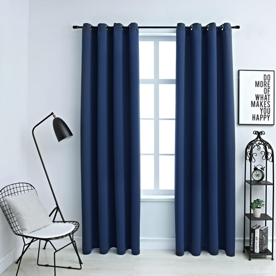 vidaXL Pimennysverhot metallirenkailla 2 kpl sininen 140x245 cm