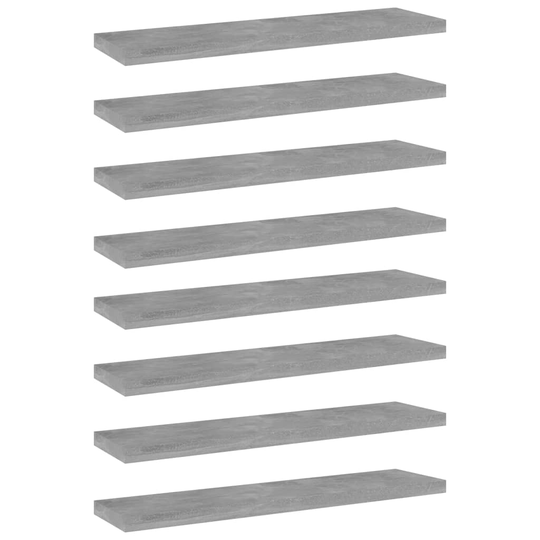 vidaXL Kirjahyllytasot 8 kpl betoninharmaa 40x10x1,5 cm lastulevy