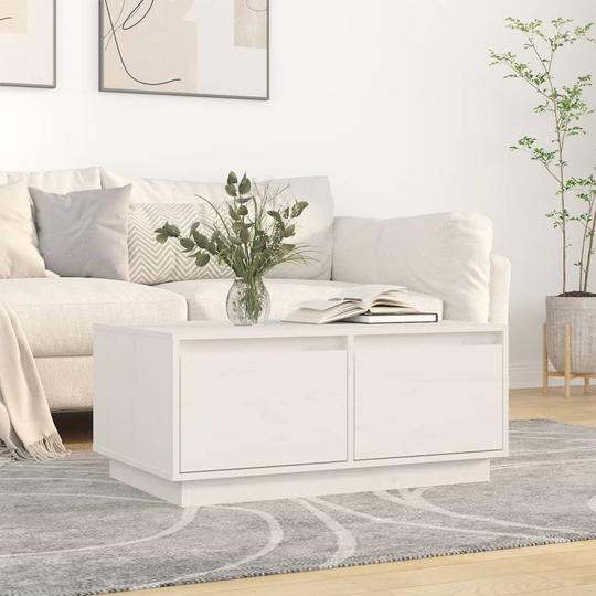 vidaXL Sohvapöytä valkoinen 80x50x35 cm täysi mänty
