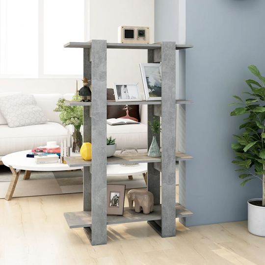 vidaXL Kirjahylly/tilanjakaja betoninharmaa 80x30x123,5 cm