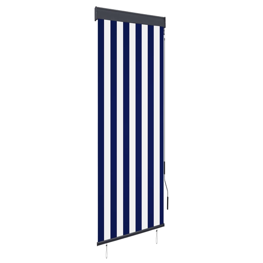 vidaXL Ulkorullaverho 60x250 cm sininen ja valkoinen