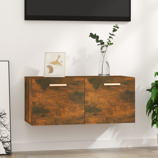 vidaXL Seinäkaappi savutammi 80x35x36,5 cm tekninen puu