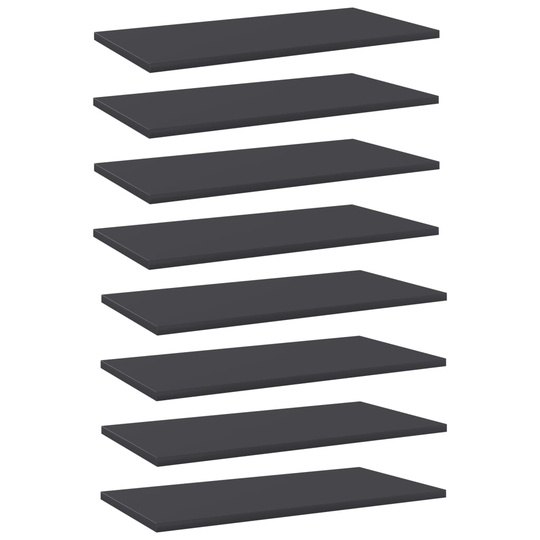 vidaXL Kirjahyllytasot 8 kpl harmaa 60x30x1,5 cm lastulevy