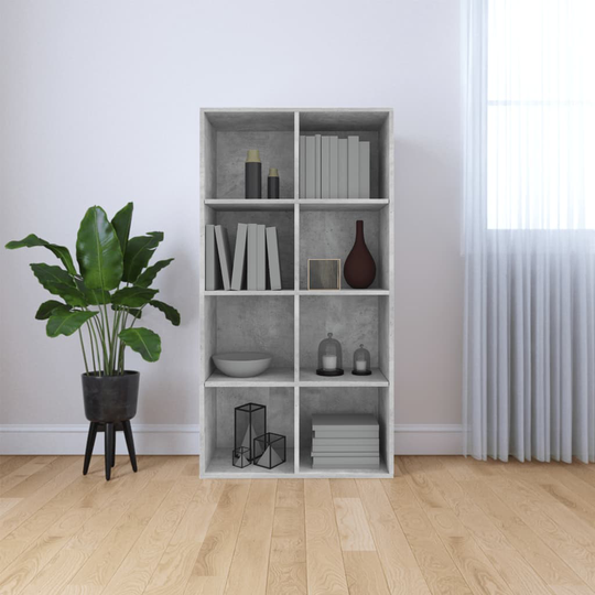 vidaXL Kirjahylly/senkki betoninharmaa 66x30x130 cm lastulevy