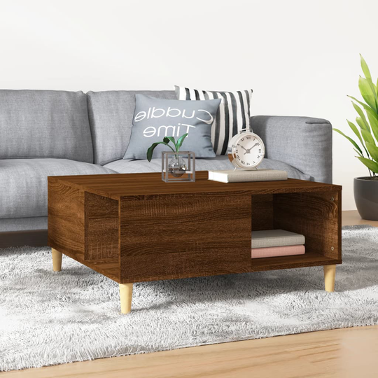 vidaXL Sohvapöytä ruskea tammi 80x80x36,5 cm tekninen puu
