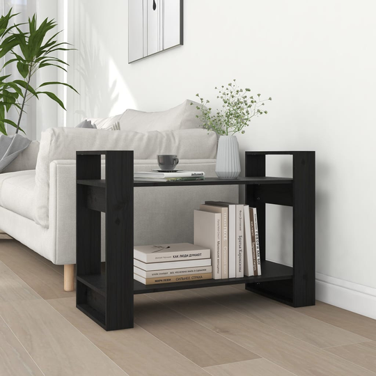vidaXL Kirjahylly/tilanjakaja musta 80x35x56,5 cm täysi mänty