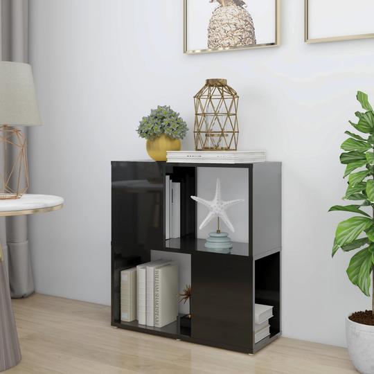 vidaXL Kirjahylly korkeakiilto musta 60x24x63 cm lastulevy