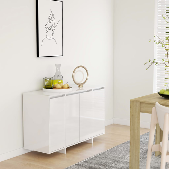 vidaXL Senkki korkeakiilto valkoinen 120x41x75cm lastulevy