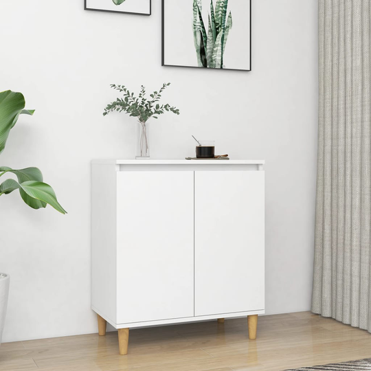 vidaXL Senkki täyspuujaloilla valkoinen 60x35x70cm lastulevy