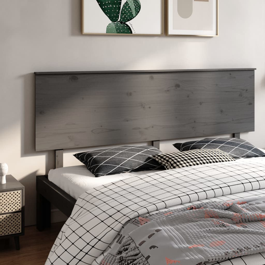 vidaXL Sängynpääty harmaa 204x6x82,5 cm täysi mänty
