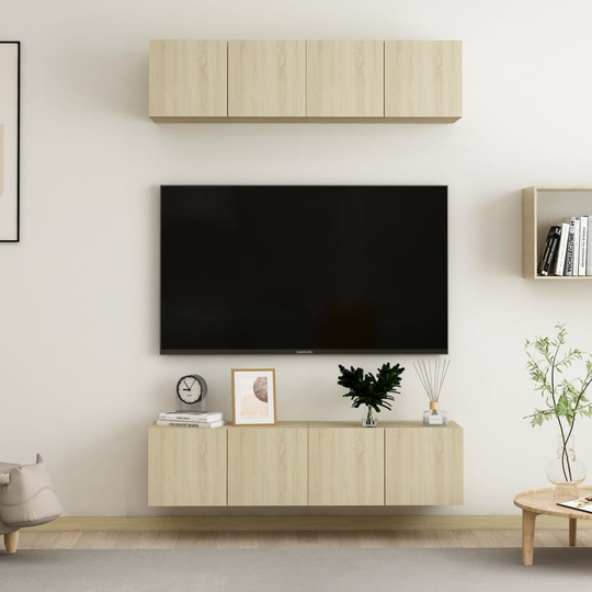 vidaXL TV-tasot 4 kpl Sonoma-tammi 60x30x30 cm lastulevy