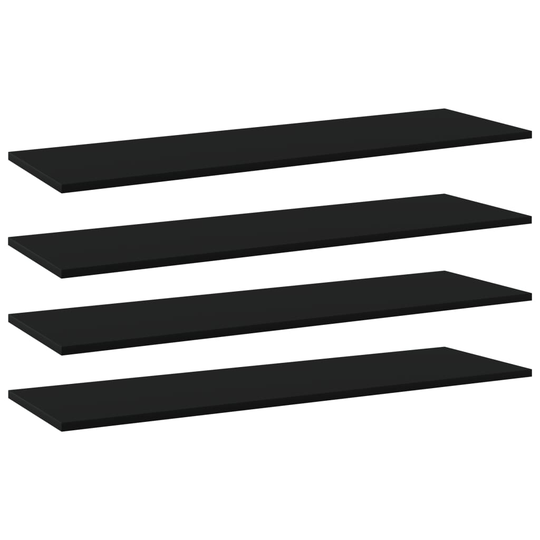 vidaXL Kirjahyllytasot 4 kpl musta100x30x1,5 cm lastulevy