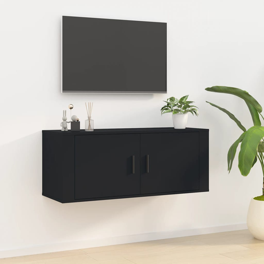 vidaXL Seinäkiinnitettävä TV-taso musta 100x34,5x40 cm