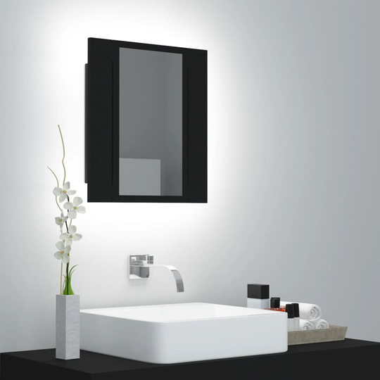 vidaXL Kylpyhuoneen LED-peilikaappi musta 40x12x45 cm akryyli