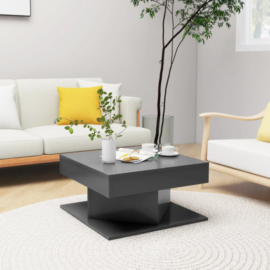 vidaXL Sohvapöytä harmaa 57x57x30 cm lastulevy
