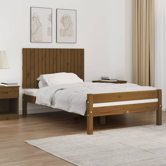 vidaXL Sängynpääty seinälle hunajanruskea 108x3x60 cm täysi mänty
