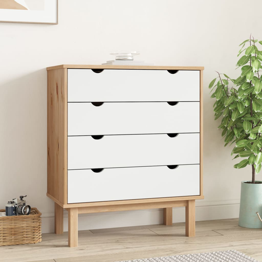 vidaXL Lipasto OTTA ruskea ja valkoinen 76,5x39,5x90 cm täysi mänty