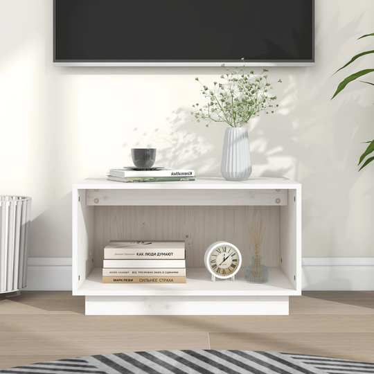 vidaXL TV-taso valkoinen 60x35x35 cm täysi mänty
