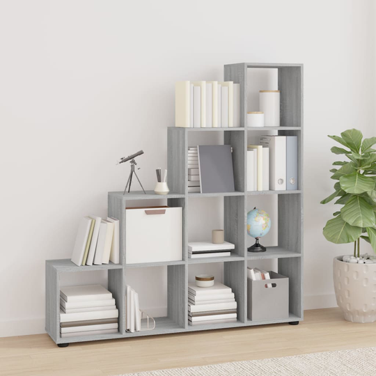 vidaXL Porraskirjahylly harmaa Sonoma 142 cm tekninen puu
