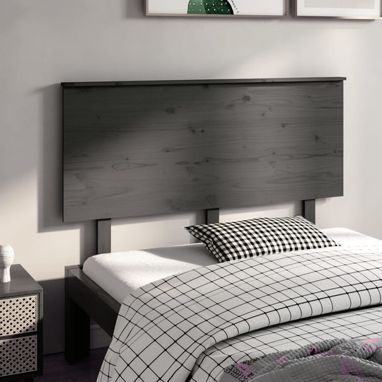 vidaXL Sängynpääty harmaa 124x6x82,5 cm täysi mänty