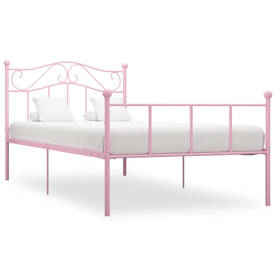 vidaXL Sängynrunko pinkki metalli 100x200 cm