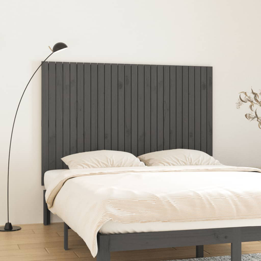 vidaXL Sängynpääty seinälle harmaa 166x3x110 cm täysi mänty