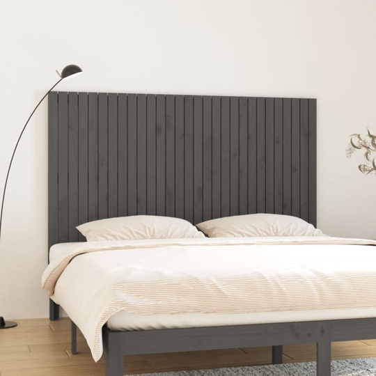 vidaXL Sängynpääty seinälle harmaa 185x3x110 cm täysi mänty