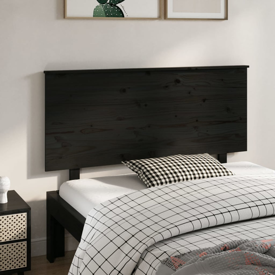 vidaXL Sängynpääty musta 139x6x82,5 cm täysi mänty