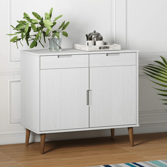 vidaXL Sivupöytä MOLDE valkoinen 90x40x80 cm täysi mänty