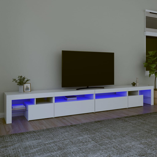 vidaXL TV-taso LED-valoilla valkoinen 290x36,5x40 cm