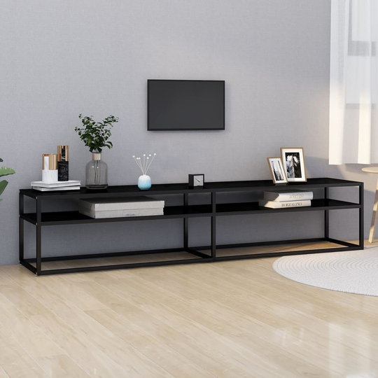 vidaXL TV-taso musta 200x40x40,5 cm karkaistu lasi