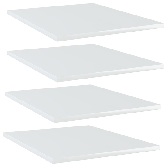 vidaXL Kirjahyllytasot 4 kpl korkeakiilto valk 40x50x1,5 cm lastulevy