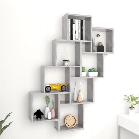 vidaXL Kuutioseinähylly betoninharmaa 90x15x119 cm lastulevy