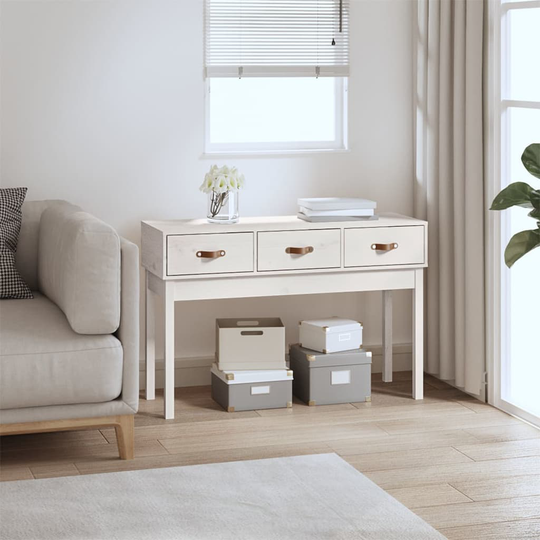 vidaXL Konsolipöytä valkoinen 114x40x75 cm täysi mänty