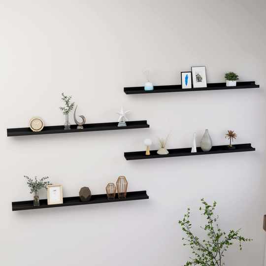 vidaXL Seinähyllyt 4 kpl musta 100x9x3 cm