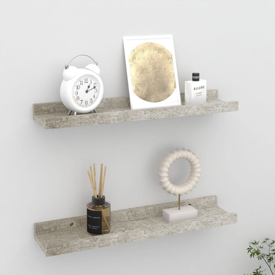 vidaXL Seinähyllyt 2 kpl betoninharmaa 40x9x3 cm