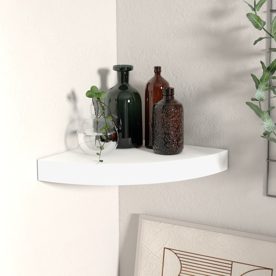 vidaXL Kelluva kulmahylly valkoinen 25x25x3,8 cm MDF